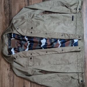 Civil Society Sueded Button Up Overshirt Size Large In Tan With Outdoor Lining